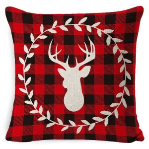Housse De Coussin Noël Rouge – Renne De Noël