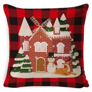 Housse De Coussin Noël Rouge – Maison Du Père Noël